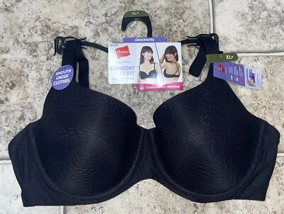 NWT Womens Black Hanes Comfort Flex Underwired Bra Size XL - Image 1 of 4