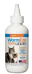 WormEze Liquid Feline Anthemintic 4 oz Wormer for Cats Kittens 6 Weeks or Older