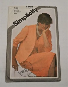 VINTAGE 1981 SIMPLICITY 9965 MISSES KLEID, UNGEFÜTTERTE JACKE ANPASSUNG: MISS PETITE GR. 14 BRANDNEU! - Bild 1 von 2
