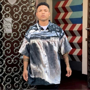 Herrenhemd Pelle Pelle Waterfall schwarz | weiß Button Down S/S neu mit Etikett - Bild 1 von 5