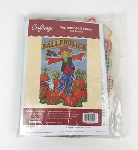 Herrschners Craftways September Banner Plastic Canvas Kit - Fall Frolics - Picture 1 of 2