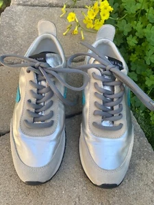 Rag & Bone Womens Shoes Retro Runner Sneakers Metallic Silver/Turquoise - Picture 1 of 10