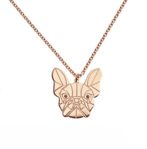 Premium Bulldog 18k Rose Gold - Sterling Silver Necklace Pendant Smoky Quartzes