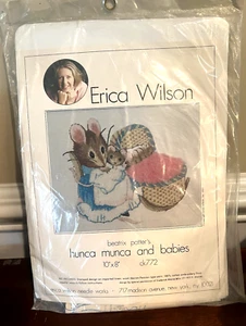 Vtg Crewel Embroidery Kit Erica Wilson Beatrix Potter Peter Rabbit Hunca Muca - Picture 1 of 4
