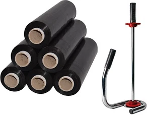 Profi Abroller Premium Chrome + 6 Rollen 2,5 kg Stretchfolie 23 my (schwarz) - Bild 1 von 7