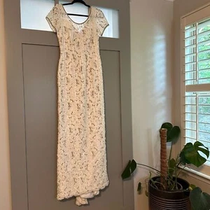 Mori lee Wedding Dress Fully Beaded Short Sleeve Wedding Dress Bow Detail Sze 10 - Picture 1 of 15