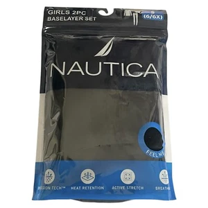 Nautica Girls Long Johns Thermal Base Layer Top with Pants Black Sz Small 6/6X - Picture 1 of 6