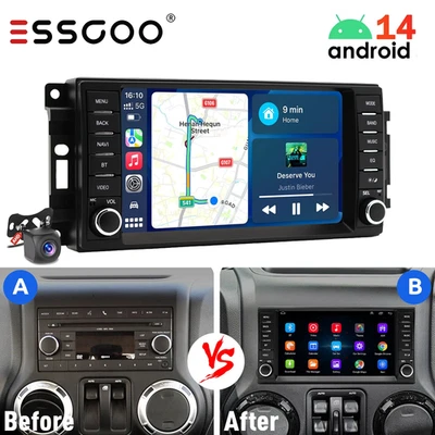 Upgraded 4+64GB with Camera For Jeep Wrangler Dodge Chrysler 7" Car Stereo Radio - Image 1 of 4