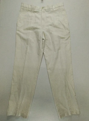 Calça chino Club Room linho perna reta 38x34 masculina creme casual leve - Imagem 1 de 4
