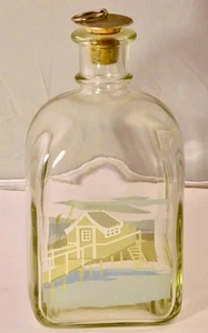 Holmegaard of Copenhagan Summer Seaside Beach Decanter 1980's w/Cork Stopper - Picture 1 of 7