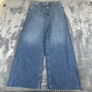 American Eagle Super High Rise Baggy Wide Leg Jeans Gr. 6 XLong Neu mit Etikett roher Saum Retro - Bild 1 von 12