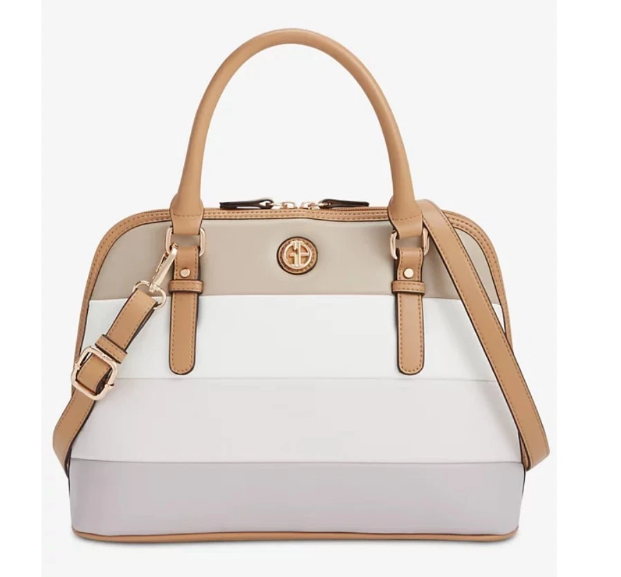 Bolsa tiracolo GIANI BERNINI Puff colorblock listrada cúpula de couro sintético - Imagem 1 de 4