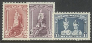 Australia 1938 Robes Thick Paper Set/3 Stamps SG176/78 Fine Centring MUH #AUBK - Picture 1 of 1