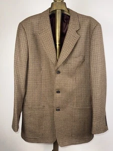 Abrigo deportivo vintage J.Crew para hombre 39R marrón pata de gallo años 90’s 100 % lana hecho en EE. UU. - Imagen 1 de 13