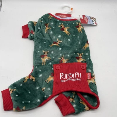 Dog  Pajamas Christmas Soft Fleece Rudolph The Red Nose Reindeer Size Small NEW - Image 1 of 4