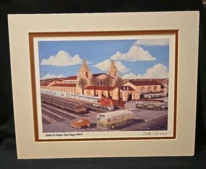 Sanra Fe Depot San Diego stampa opaca firmata a mano Stan Cline Art 11x14" - Foto 1 di 8