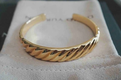 New/DAVIDYURMAN/Men's8mm Wrap Cuff Bracelet in Sterling GOLD Size Medium - Image 1 of 4