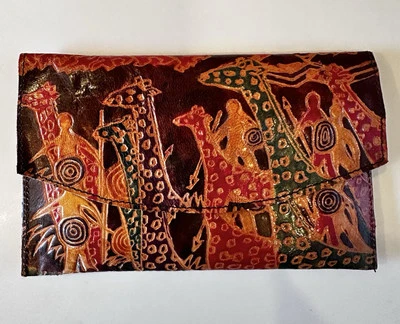 Ручной работы кожи жирафа бумажник застежки сумочки монета вручную тисненый 8» L@@K - Изображение 1 из 4