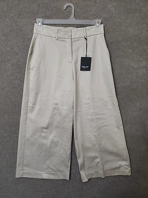 Simply Vera Wang Wide Leg Cropped Dress Pants Womens 6 Satin Ivory Stretch NEW - Image 1 of 4