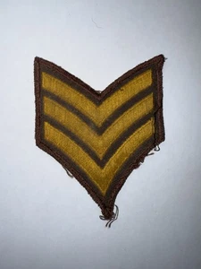 Embroidered Iron On Novelty Patch Sergeant Stripes Military Rank Brown and Gold - Picture 1 of 4