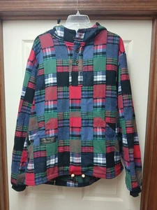 Vermont Flannel Company Patchwork Flannel Hoodie Medium Handcrafted Made In USA - Picture 1 of 12