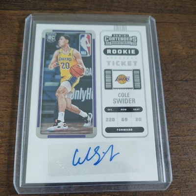 2022-23 Contenders Roookie Ticket Auto Cole Swider Los Angeles Lakers #163 - Image 1 of 2