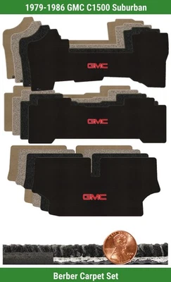 Заказной берберский коврик набор для '79-86 GMC C1500 пригород с логотипом (3 штуки) #MZL - Изображение 1 из 4