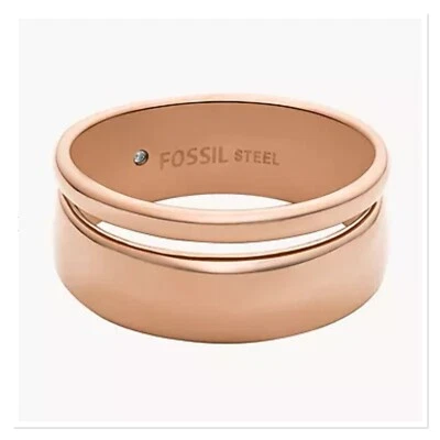 Anillo banda acero inoxidable tono oro rosa FOSSIL Archival Core Essentials Foto 1 de 4