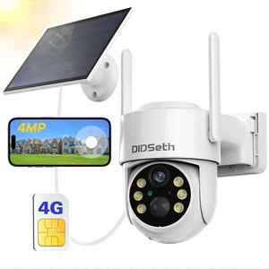 Telecamera 4G Con Pannello Solare, 2K 4MP Telecamera Con SIM 4G Da Esterno, 355° - Foto 1 di 12
