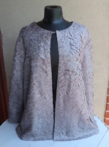 Gorgeous Chico's (Size 3) Designer Crinkle Cut Silver Grey Dressy Jacket L 16 - Picture 1 of 11