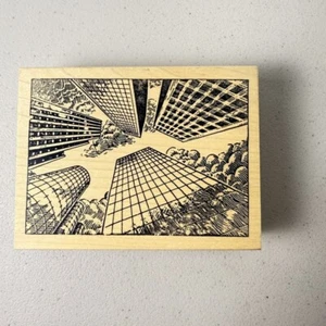 Tall Buildings~Skyscrapers~City~RARE~HTF~Rubber Stamp~ 4" X 3"~Stampland - Picture 1 of 8