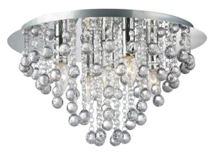Modern Polished Chrome Round Acrylic Crystal Flush Ceiling Light Fitting - Picture 1 of 7