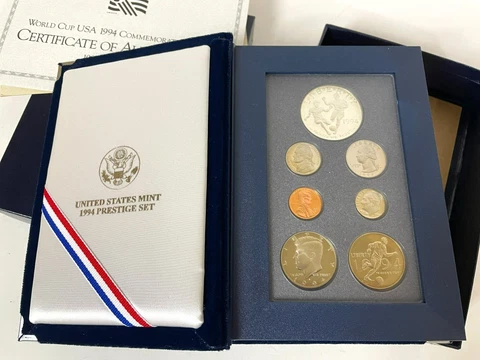1994 Prestige Set US Mint World Cup Soccer Silver Dollar w/ Box & COA 7 Coins Cover