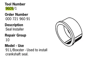 911 / Boxter Porsche tool Factory 9609/1 Seal installer crankshaft - Picture 1 of 5