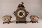 VIEILLARD A BORDEAUX ANCIENNE JOLIE PENDULE FAIENCE DECOR EXTREME ORIENT