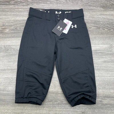 Under Armour Baseball Pants Girls Softball Medium Black Utility Cropped Loose - Image 1 of 4