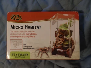 Zilla Micro Habitat Small Arboreal w/ Locking Latch 4"x4"x8" Tree Dwelling Pets - Picture 1 of 2