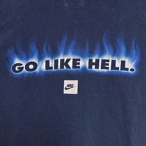 Vintage Y2K Blue Flame Nike Go Like Hell T Shirt Large 23.5”x27” - Picture 1 of 5