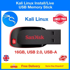 Kali Linux Live or Install USB Flash Drive, 64 Bit, Free Delivery, Same Day Disp - Picture 1 of 3