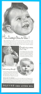 1943 WWII SQUIBB Cod Liver Oil for baby vintage PRINT AD health vitamins - Picture 1 of 1