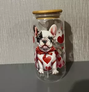 French Bulldog Decorated Mason Drinking Jar / Straw / Brush - Picture 1 of 3