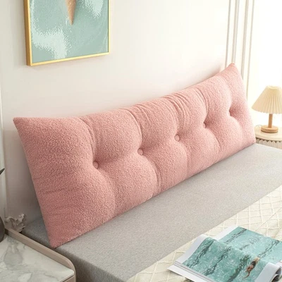 Acogedora almohada de cabecero de tela de peluche para cama y sofá cojín de soporte trasero decoración del hogar Foto 1 de 4