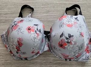 Torrid Bra 44DDD Underwired Lightly Padded Gray Floral - Picture 1 of 6