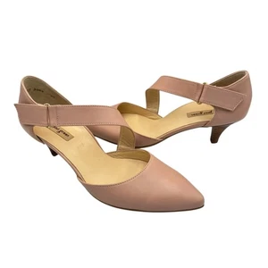 Paul Green 8 Nicki Asymmetric Hook & Loop Leather Strap Pointed Toe Neutral Pump - Picture 1 of 12