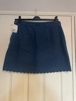 New With Tags Denim Mini Skirt With Zip Size 18 But More Like A 14/16 - Image 1 of 3