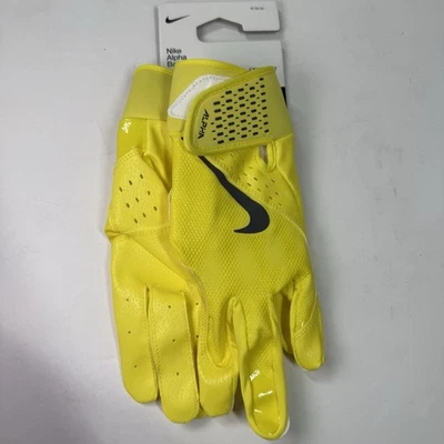 Guantes de bateo de béisbol Nike Alpha talla mediana amarillos Foto 1 de 4