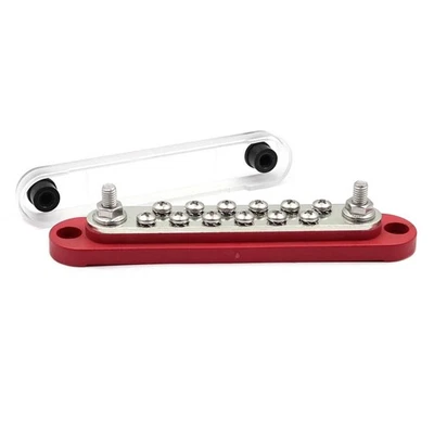 150A Power Hochstrom Busbar, max. 48V-, 2x M6 + 12x M4, Terminal Block, rot - Bild 1 von 3