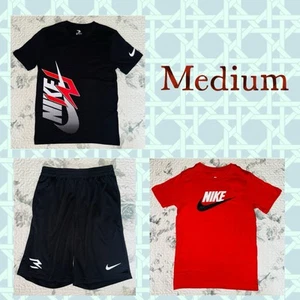 Boys (3pc) Nike 3Brand Red & Black T-Shirts & Black Shorts Bundle Sz/ M (10-12) - Picture 1 of 11