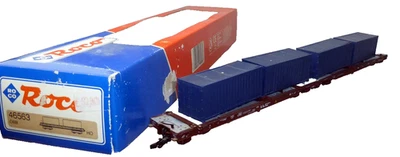 Roco 46563 ;  Huckepack-Wippwagen mit 4 Container ÖBB, in OVP /Y281 - Bild 1 von 3