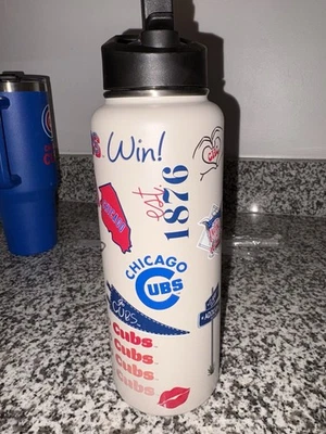 Botella de agua Chicago Cubs de acero inoxidable 32 oz apagadora color blanco nueva con etiquetas Foto 1 de 4